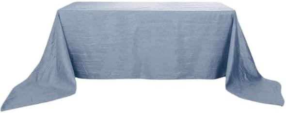 Miniatura 3 de TABLECLOTHSFACTORY - Mantel rectangular de tafetán arrugado de acordeón azul polvoriento, perfecto para ceremonias de boda, fiestas, ocasiones de