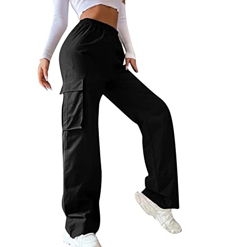 Baggy Cargos Pants Women Relaxed Fit Y2k Elastic Waist Pants Lounging Light Big and Tall Scrubs Pants Long and Tall Baggy Trousers with Pockets Athletic Workout Lightweight Cargo Joggers