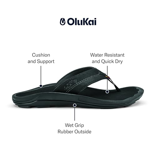 Image of OLUKAI Kipi Men's Beach Sandals, Water Resistant Flip Flops, Quick Dry Material & Arch Support, All-Day Comfort