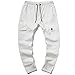 Ctreela Fashion Slim Fit Jogger for Men Hip Hop Urban Track Pants Athletic Low Rise Chino Pants Gym Training Workout Pants White
