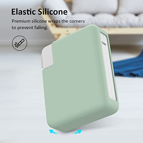 Lcmocico For Macbook Pro 14 Inch 2021 2022 2023 A2779 M2 A2442 M1 Charger Protective Cover 96W, Ultra-Thin Soft Silicone Power Adapter Sleeve Case For Mac Pro 16 A2141 2019 2020 Touch Bar 96W, Green #TOP3