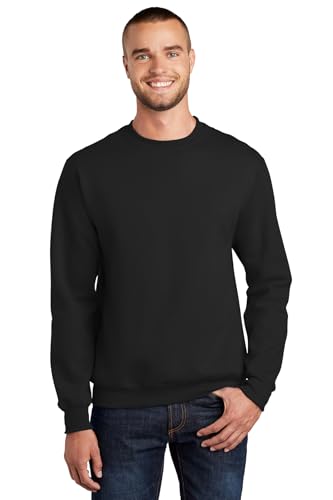 Port & Co TALL Essential Fleece Crewneck Sweatshirt-PCPC90T-XLT-Jet Black
