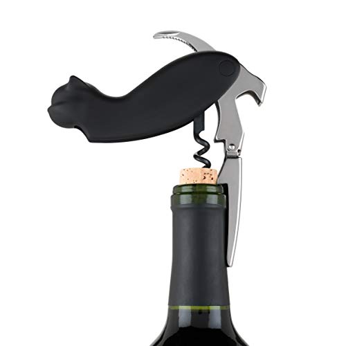 TrueZoo 4264 Waiter's, Bartender Turn Key Allie Cat Double-hinged Corkscrew, One Size, Black