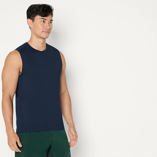 Amazon Essentials Herren Leichtes, Ärmelloses Muskelshirt Aus Schnelltrocknendem Funktionsstretch, Marineblau, S 2