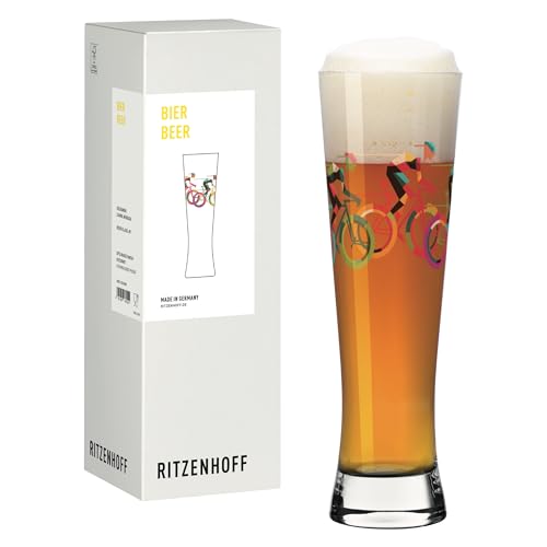 RITZENHOFF 8261001 Verre à bière 330 ml – Série Cyclisme – Motif trois cyclistes de route Multicolore – Fabriqué en Allemagne