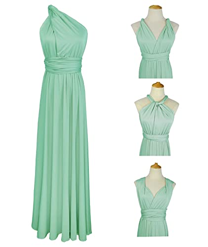Image of Sexyshine Women's Backless Gown Dress Convertible Multi-Way Wrap Halter Cocktail Dress Bandage Bridesmaid Long Dresses