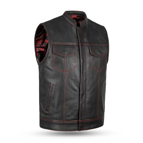Gilet SOA en cuir pour moto et sorties urbaines veste sans manche Leatherick 4XL