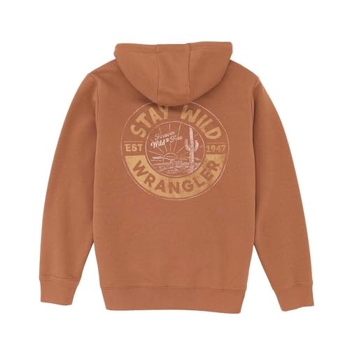 Sweat à capuche Wrangler Stay Wild homme en coton couleur cuir brut décontracté