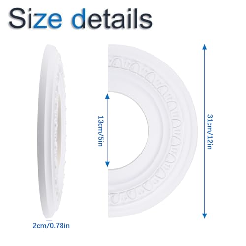 Image of INCREWAY 1Pack Split Lighting PU Ceiling 3D Modeling Ceiling Cover Plate Ceiling Fan Medallion Home 12 Inch OD x 5 Inch ID (White)