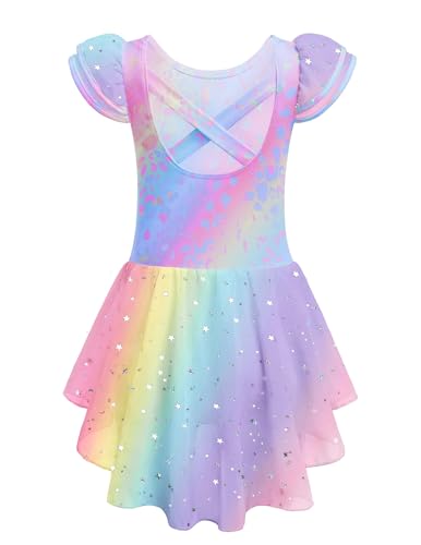 Zaclotre Girls Ballet Leotard Shiny Flutter Sleeve Dance...