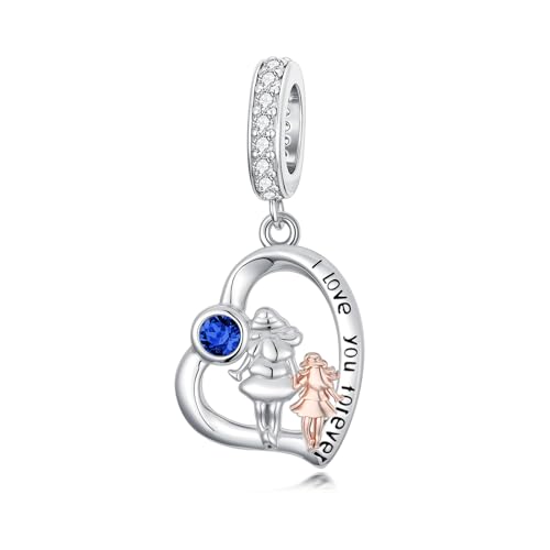 Image of PROESS Father Mother Daughter Charm fit Charms Bracelet Sterling Silver Charms for Bracelets Birthday Valentines Day Gifts for Daughter Mother Lover