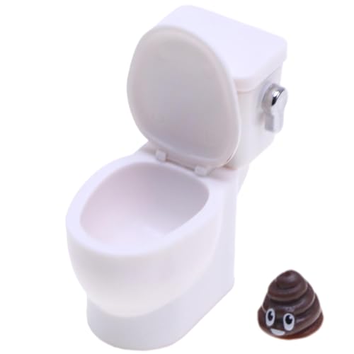 Gxsterd 1/12 Mini Toilet Toy Toilet with Flush Sound Dollhouse Miniature Toilet for Dollhouse Bathroom Accessories