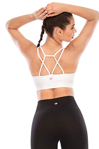 Image of RUNNING GIRL Sports Bras for Women Backless Padded Sports Bra Tank Top Long Line Gym High Impact Sports Bra Push up(WX2569White,XL)