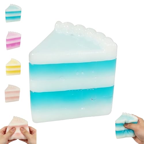 Cake Squishies Stress Ball for Adults, 2.36" Slow Rising Food Squishies Fidget Toy, Cute Sensory Anxiety Relief Stress Toy, Desk Decor & Gift (Blue)