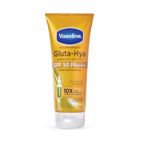Image of Vaseline Gluta Hya - Antioxidant SPF 50 PA+++ Sunscreen for Face & Body | Glutathione & Hyaluronic Acid infused Sunscreen 175 ML