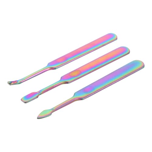 SOLUSTRE Empujadores de Cutículas Fácil de Limpiar de Acero Inoxidable Juego de 3 para Cuidado Versátil de Uñas Adecuado para Manicura y Salón Profesional