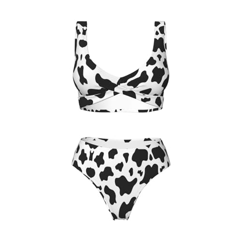 Bikini de leopardo blanco y negro y traje de baño triangular de pierna alta 5