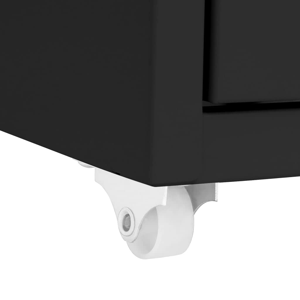 Armoire de classement mobile, armoire de bureau, armoire de bureau, commode de bureau, commode, armoire de bureau, armoire de bureau, métal noir, 28 x 41 x 109 cm