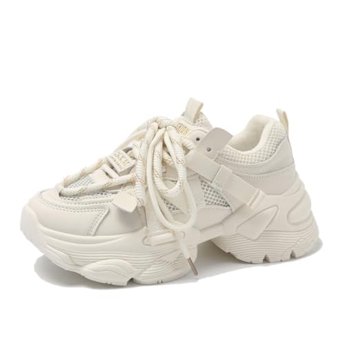 Women's Fashionable Lace Up Platform Sneakers, Casual Comfortable Sports Shoes for Daily Wear, Female All-Match Round Toe Comfy Shoes for Daily Wear, Trainers for Women