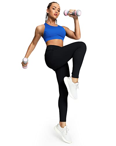 Image of QUEENIEKE BareFlow Women's Sports Bras with Phone Pocket Medium Impact Padded Racerback Workout Gym Crop Top Running Yoga Bra