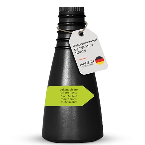 GERMAN BRASS PRODUCTIONS trumpet mute | silencer with dual function as practice and mouthpiece mute for trumpet | adaptable for all trumpets | trumpet accessories made in Germany | Black