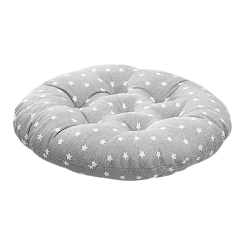 TOYANDONA Cojín Redondo Estilo Japonés para Meditar Asiento Grueso De Algodón Lino para Silla Suelo y Exterior para Oficina Comedor y Coche Gris con Estrellas