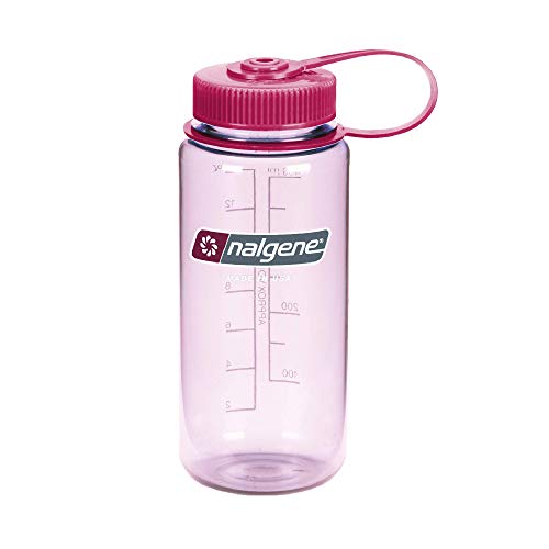 Nalgene Wide Mouth Water Bottle, 1-Pint, Clear Pink