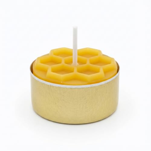 22x Bienenwachsteelichter mit Wabenmuster – 100% naturreines...
