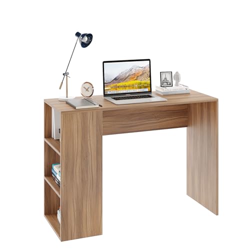Image of FURNEASER Lexus Wooden Study Table with Side Storage Shelves, Modern Computer Desk for Home & Office (ST-LX80-L)