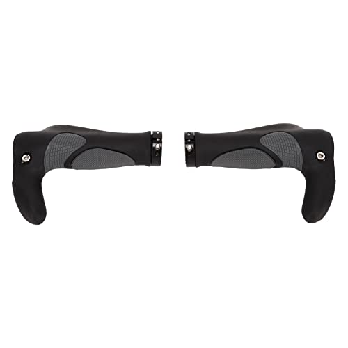 Qukaim Manillar de bicicleta con cuerno de buey para bicicleta, 2 unidades, goma TPR, ergonómica, antideslizante, repuesto para bicicleta de montaña, estilo bocina de buey, color negro