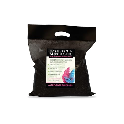 California Super Soil Premium 100% Organic Autoflower Super Soil - 18+ Nutrient Blend - Garden Soil for Indoor Grow Kit - 6Lbs Bag - Grows 2 Plants