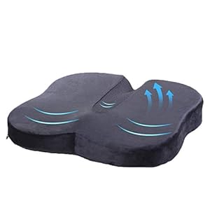 Orthopedisch Zitkussen met Traagschuim, TRAVEL EASE Zitkussen voor Pijn in de Onderrug en Ischias Stuitje – Geschikt voor Bureaustoel, Autostoel, Rolstoel (Zwart)