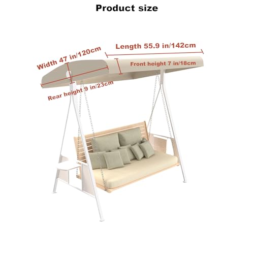 Outdoor Swing Canopy Replacement Top Cover, Universal Patio Swing Covers 3 Seater, Waterproof Replacement Canopy Outdoor Furniture Cover for Garden Patio Porch Hammock (Beige, 55.9"L x 47"W x 7-9"H) by Hagsfire - Used condition - Image 2