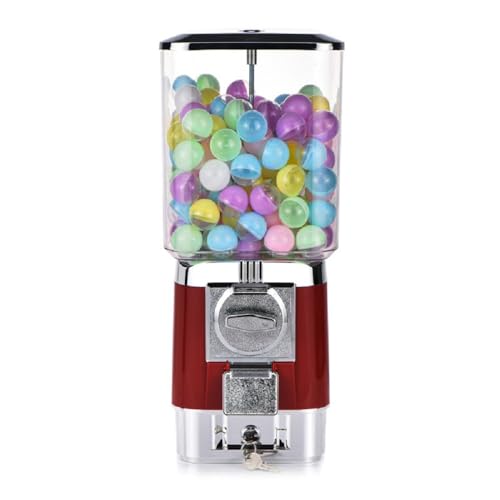 WXQガチャマシン レトロガシャポンマシン 業務用ガシャポン本体 100円硬貨用 イベント抽選用小道具 カプセルマシン 業務用 家庭用 楽しいカプセルマシン 幼稚園教育機関向けギフトマシン(ボール100個付属) (レッド (シルバー引き出し付き),コインを