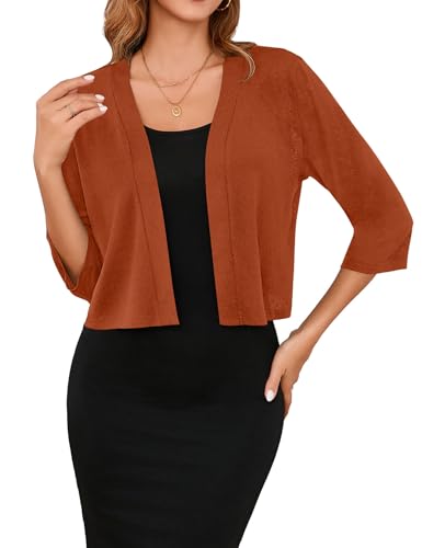 Iandroiy Women's 3/4 Sleeve Open Front Cropped...