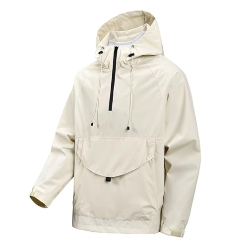 Chubasquero para hombre impermeable con capucha fija y diseño cortavientos ligero