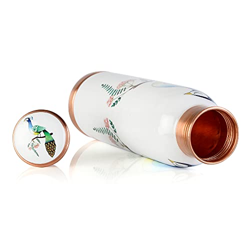 Prura Prura Pure Printed Copper Water Bottle-Leak Proof Ayurvedic Drinkware Copper Vessel For Sports,Gym,Outdoors,Yoga,Health Benefits (30 Oz) #TOP2