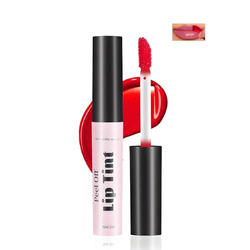 Professional Peel Off Lip Tint with Glossy Shine - Long-Lasting Waterproof Red Liquid Lipstick, 2ml, for Smooth Application and Versatile Wear, Easy Removal Non-Drying Formula, Vegan