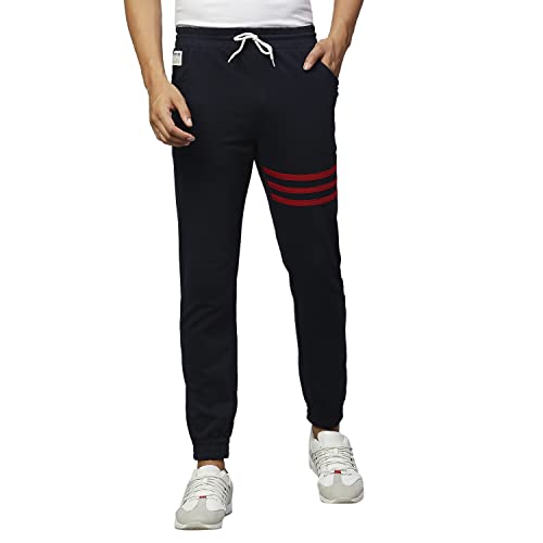 Image of Hubberholme Men's Slim Fit All Season Wear Cotton Track Pants - Trackpant with Drawstring Elastic Waistband, Lower for Jogging, Gym, Sports & Dailywear