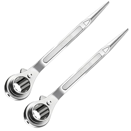 BAIFULAI 2 cricchetti per ponteggi, chiave per ponteggio, 19/22 mm, cricchetto reversibile a destra/sinistra in CR-V, cricchetto per ponteggi con fosfatazione nera resistente alla corrosione