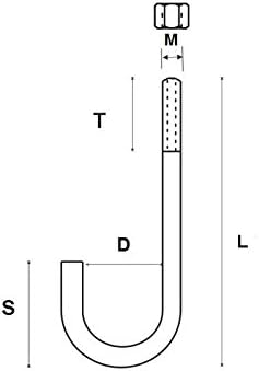 Graphskill M12 Galvanised Mild Steel J Bolt 150 mm Length 26 mm Inside Diameter Pack Size: 1