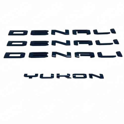 Image of kit 2025-2026 4pack OEM Three Denali Plus Tailgate Yukon Emblem Badge 3D Replacement for Yukon 84828685 Gloss Black