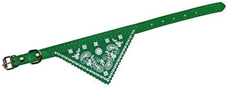 Adjustable Paisley Pattern Cat Bandana Collar (Dark Green)