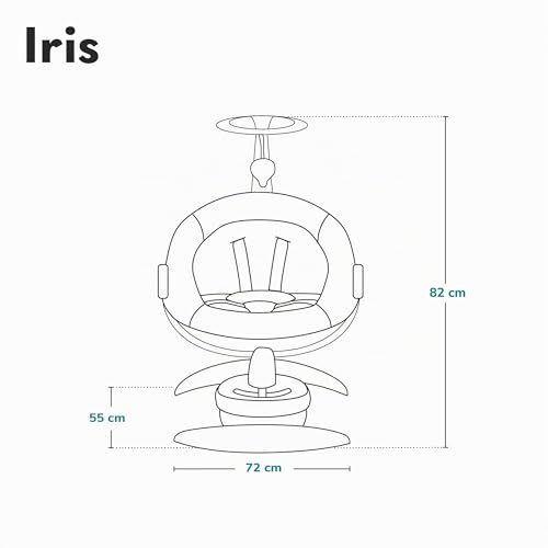 Miniatura 9 de Lionelo Iris Hamaca Mecedora Eléctrica Giratoria 360 Para Bebés De Hasta 9 Kg Con Ajuste Del Respaldo, 5 Velocidades De Balanceo, Cinturones De Seguridad Antideslizante Beige