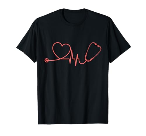 Latido del corazón estetoscopio cardiólogo corazón doctor enfermera Camiseta