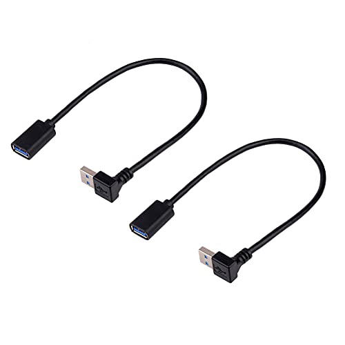 BRIEFCEC Cable Alargador USB 3.0 Alta Velocidad Macho a Hembra Extension Cable USB de 90 Ángulo Adaptador Conector USB Macho a USB Hembra(Ángulo Arriba, Negro, 30cm, 2Pack) Cover