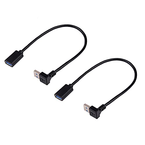 BRIEFCEC USB Extension Cable Up Angle, USB A Male to A Female USB 3.0 Extension Cord Data Transfer Extender Cable with Gold-Plated Contacts for USB Flash Drive/Hard Drive (Up, Black, 30cm, 2 Pack)