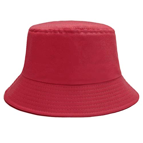 Image of Bucket Hat for Women Men, Reversible Cotton Summer Sun Beach Cap Solid Color Style