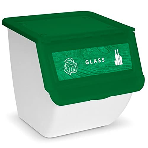 AC - Contenedor apilable de Polipropileno - Cubo de Reciclaje de Basura, Caja de Almacenamiento de residuos, fácil Apertura – 36 L – Vidrio – 36 x 38,5 x 38 cm