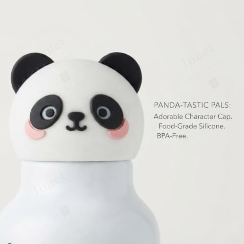 Image of JOUET Kids 600ml Panda Water Bottle, Stainless Steel Reusable Drinking Bottle with Character Lid for School, Outdoor, Travel & Daily Use